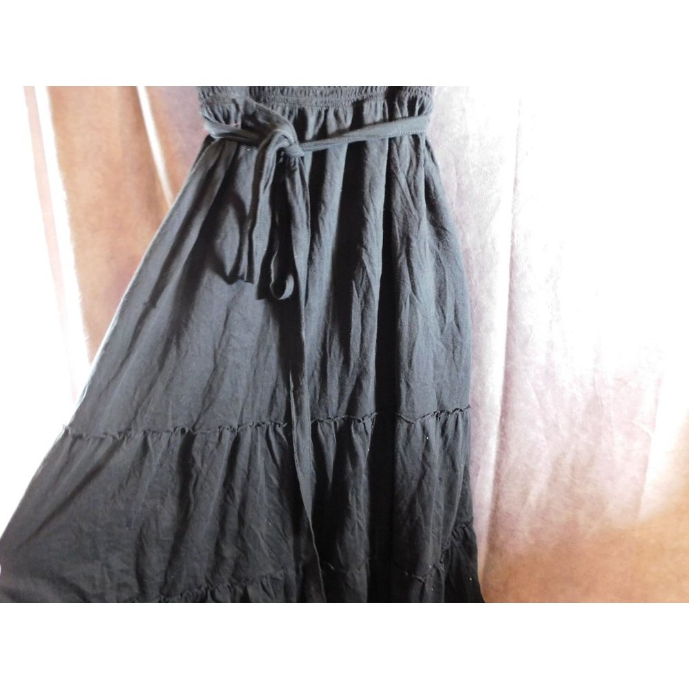 Black Faded Glory Spaghetti Strap Peasant Dress - Picture 3 of 10